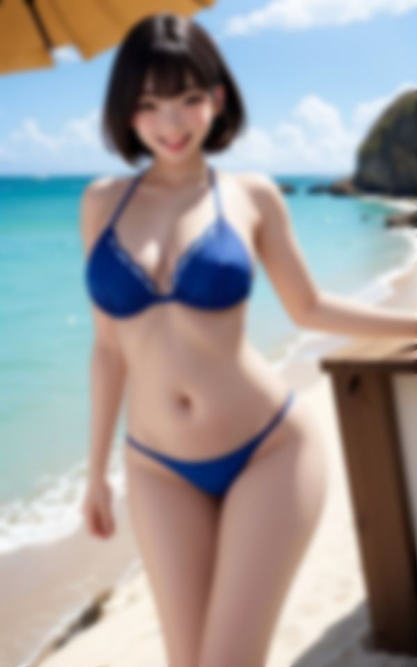 サンプル画像5:天真爛漫で笑顔がカワイイ巨乳水着美女写真集90枚(AI萌え萌えサークル) [d_436145]