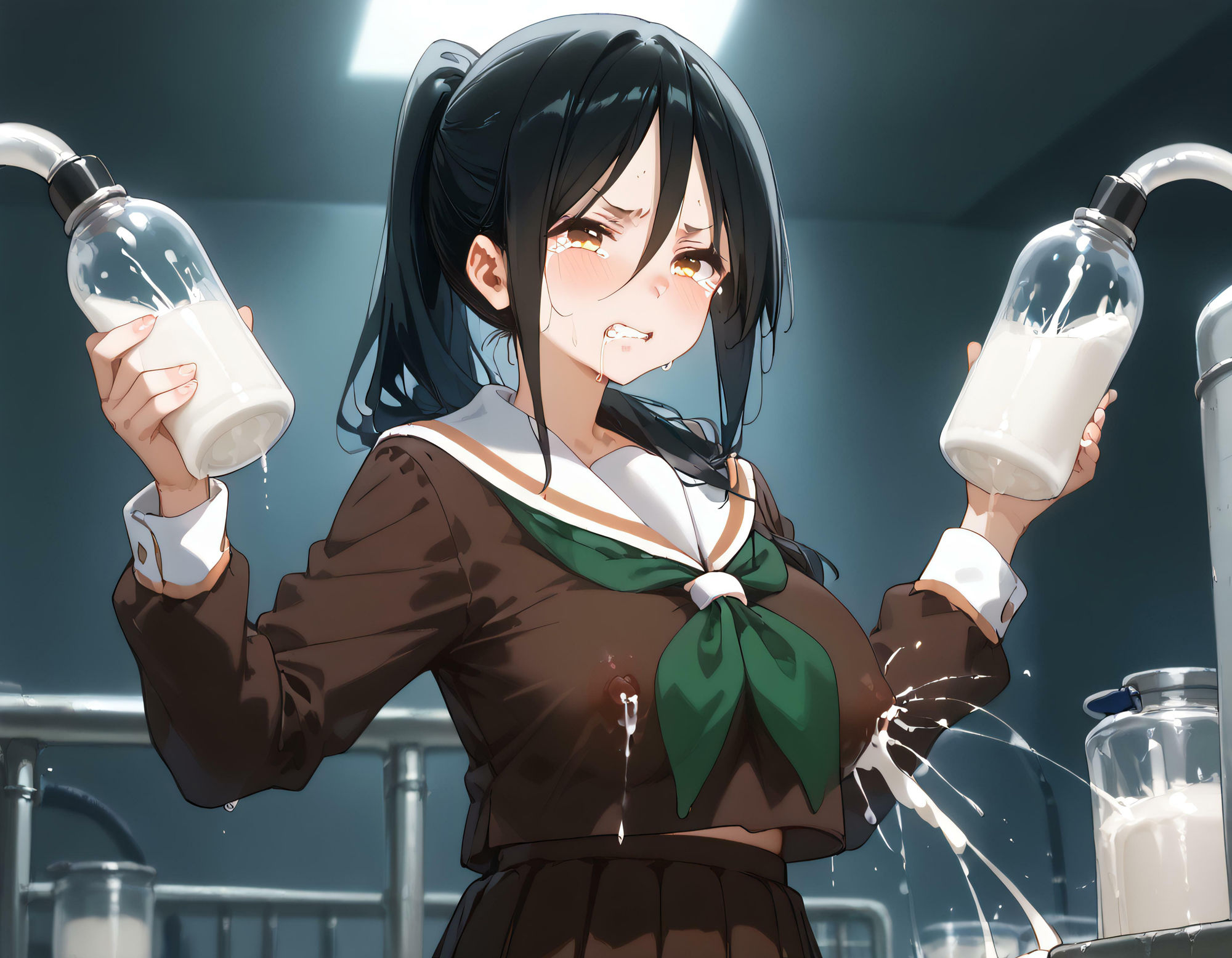 サンプル画像2:学校で搾乳(光の庭) [d_436204]