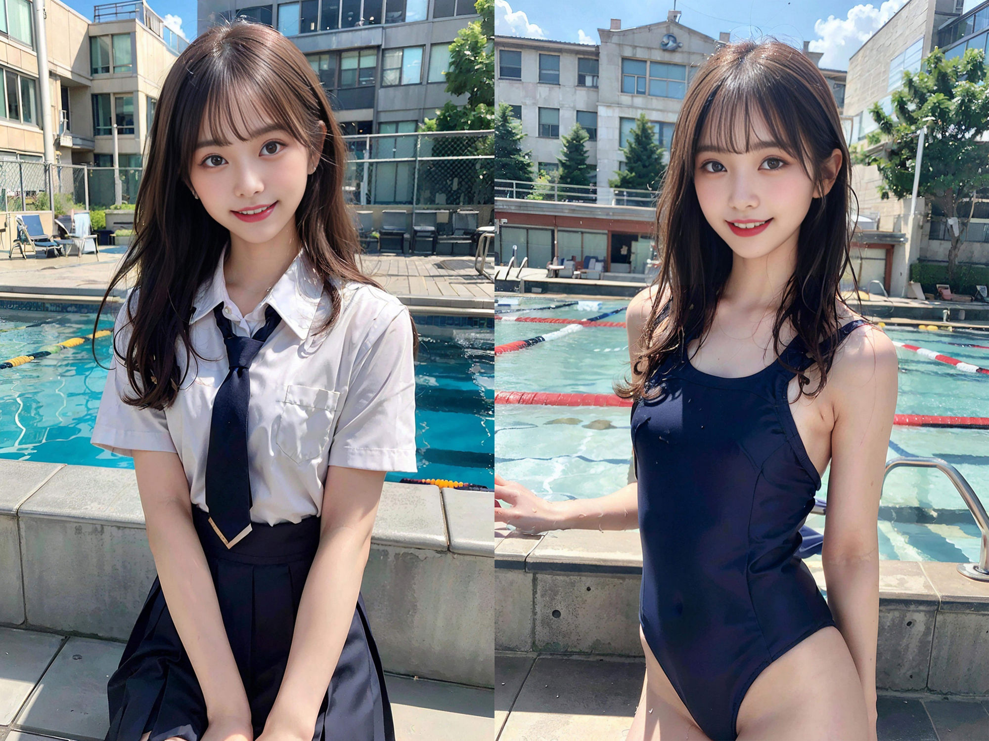 サンプル画像2:貧乳スク水美女がプールでS◯X(I-dolCLUB) [d_436288]