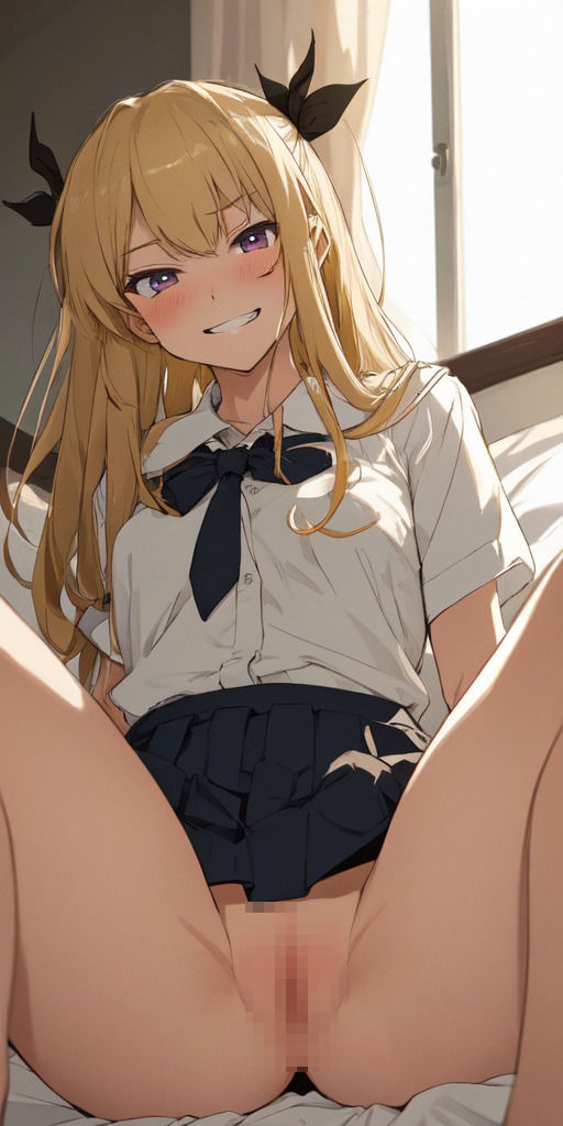 サンプル画像2:【177枚】制服ツインテール 見せつけまんすじ(紺色ドリーム) [d_436540]