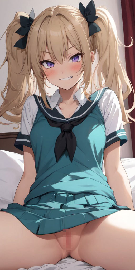 サンプル画像4:【177枚】制服ツインテール 見せつけまんすじ(紺色ドリーム) [d_436540]