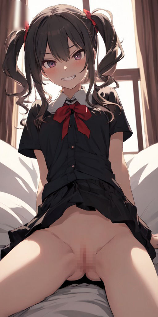 サンプル画像6:【177枚】制服ツインテール 見せつけまんすじ(紺色ドリーム) [d_436540]