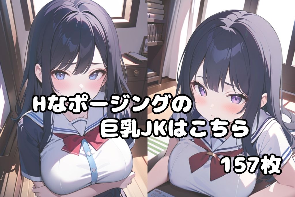 色んなポーズの巨乳女子校生の画像1