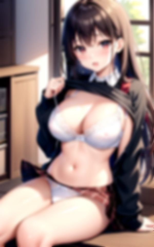 サンプル画像6:股がゆるい淫乱巨乳ビッチが後輩に下着を見せてHな誘惑(えい愛白書) [d_436603]