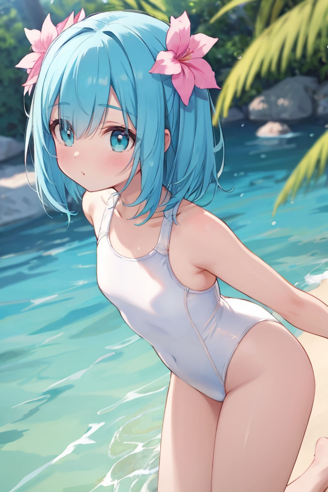 サンプル画像2:【白スク】水着美少女イラスト集 〜白（ホワイト）スクール水着編〜(ぱいろみん) [d_437004]