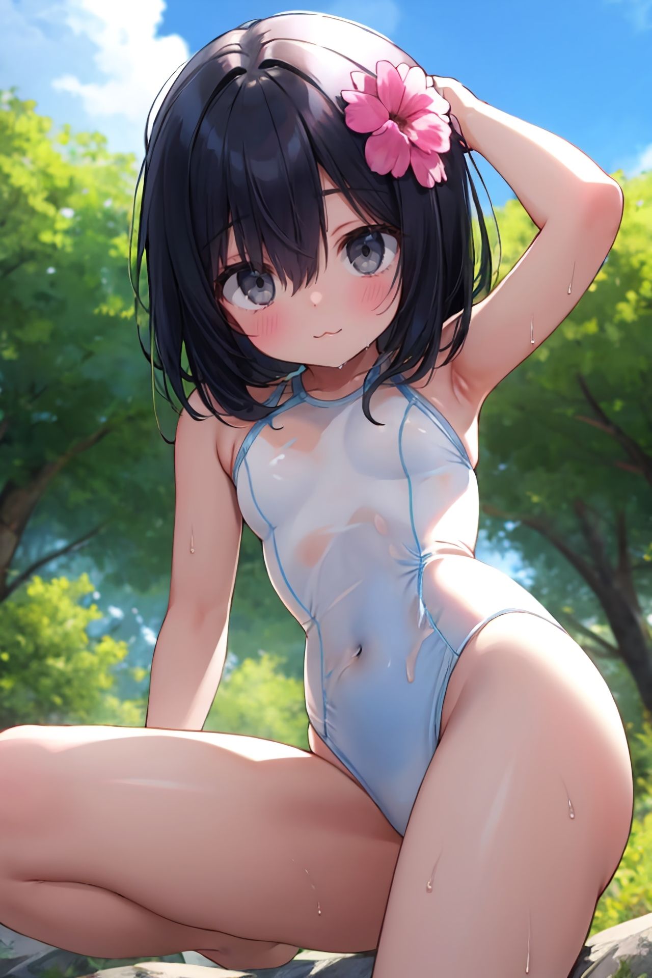 サンプル画像6:【白スク】水着美少女イラスト集 〜白（ホワイト）スクール水着編〜(ぱいろみん) [d_437004]