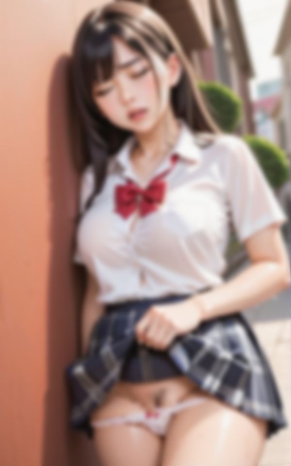 サンプル画像2:街中でオ〇ンコ露出で大興奮の濡れ濡れ淫乱巨乳美女流出画像集(AIおとは) [d_437067]