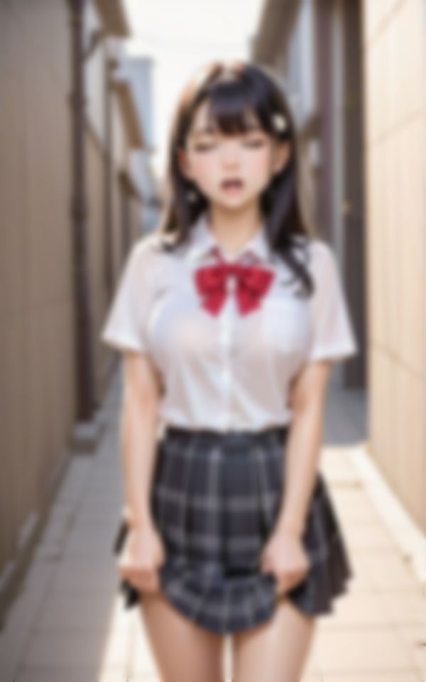 サンプル画像5:街中でオ〇ンコ露出で大興奮の濡れ濡れ淫乱巨乳美女流出画像集(AIおとは) [d_437067]