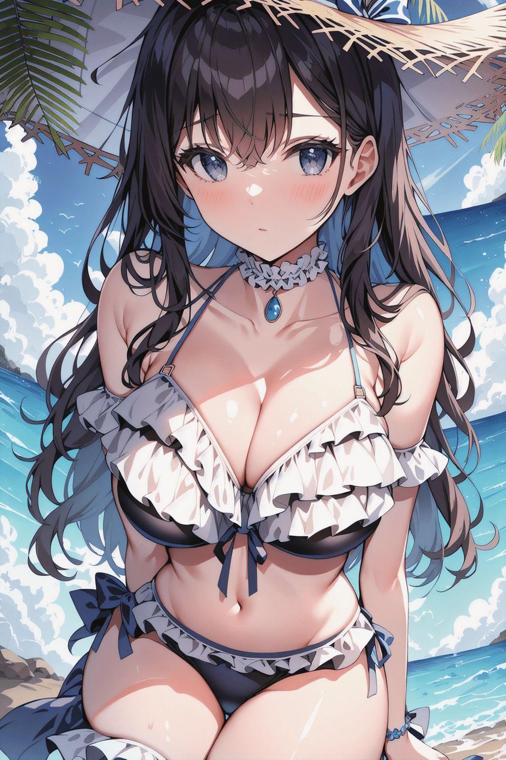 サンプル画像1:AIグラビア アニメタッチ 魅惑の砂浜ビキニ VOL.1(AIイラスト研究所) [d_437085]