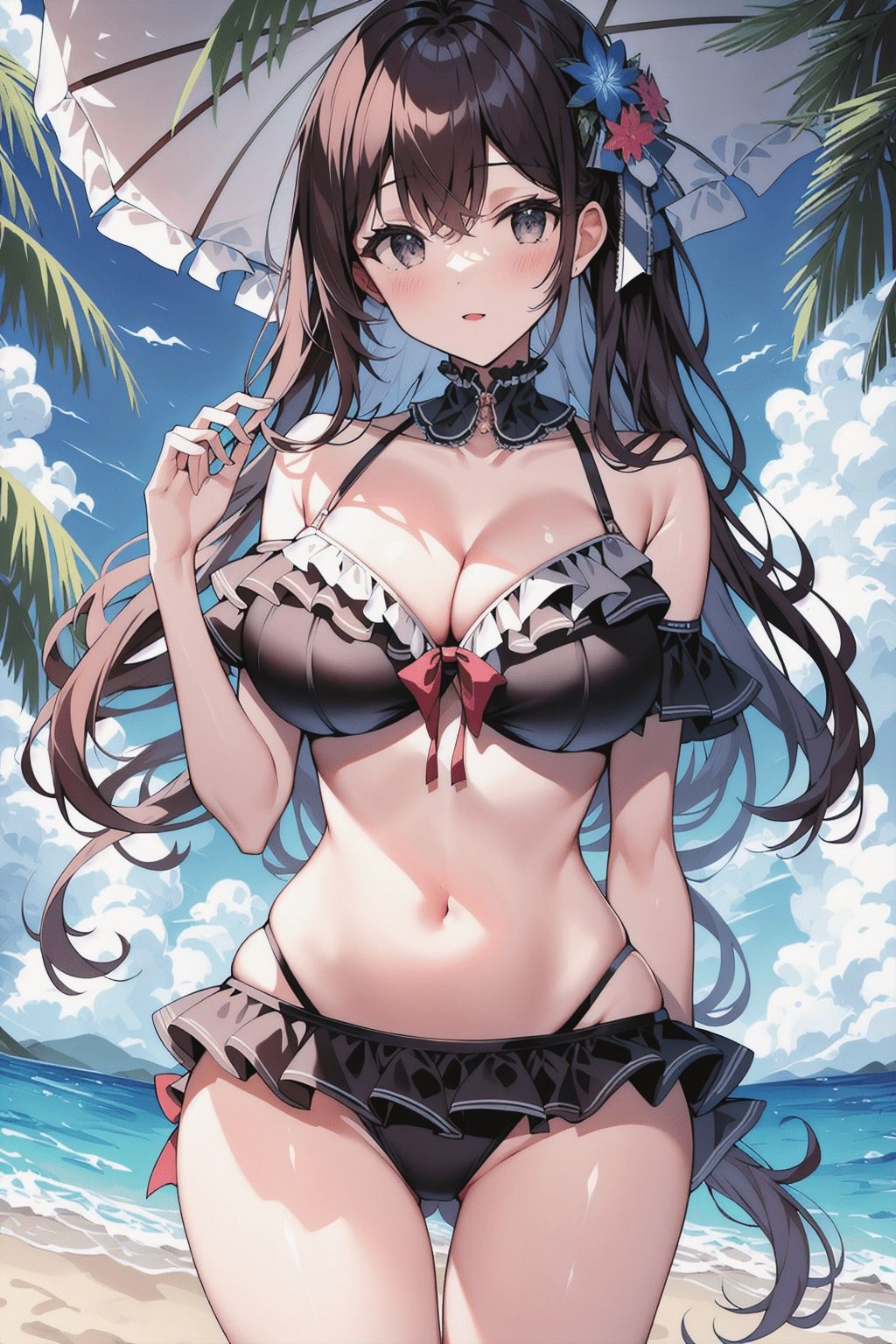 サンプル画像2:AIグラビア アニメタッチ 魅惑の砂浜ビキニ VOL.1(AIイラスト研究所) [d_437085]