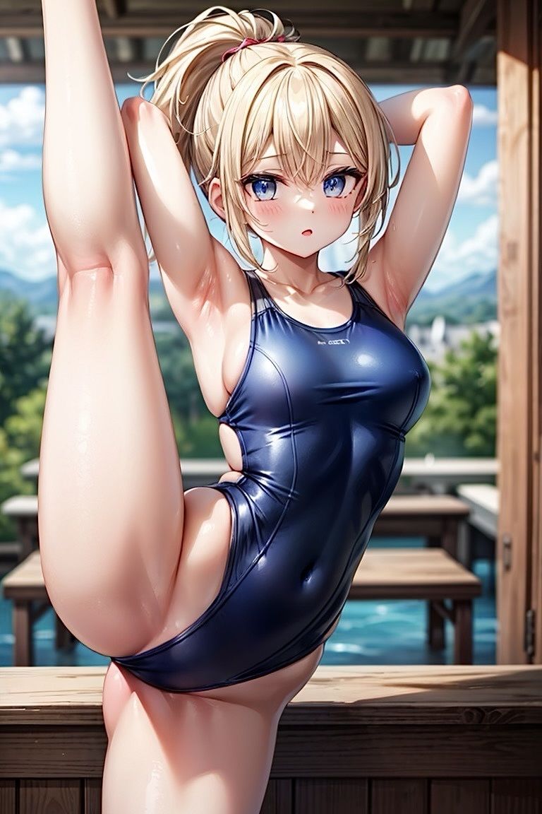 サンプル画像5:【R-15】競泳水着少女のI字バランスCG集(ふぉふぉ狐) [d_437215]