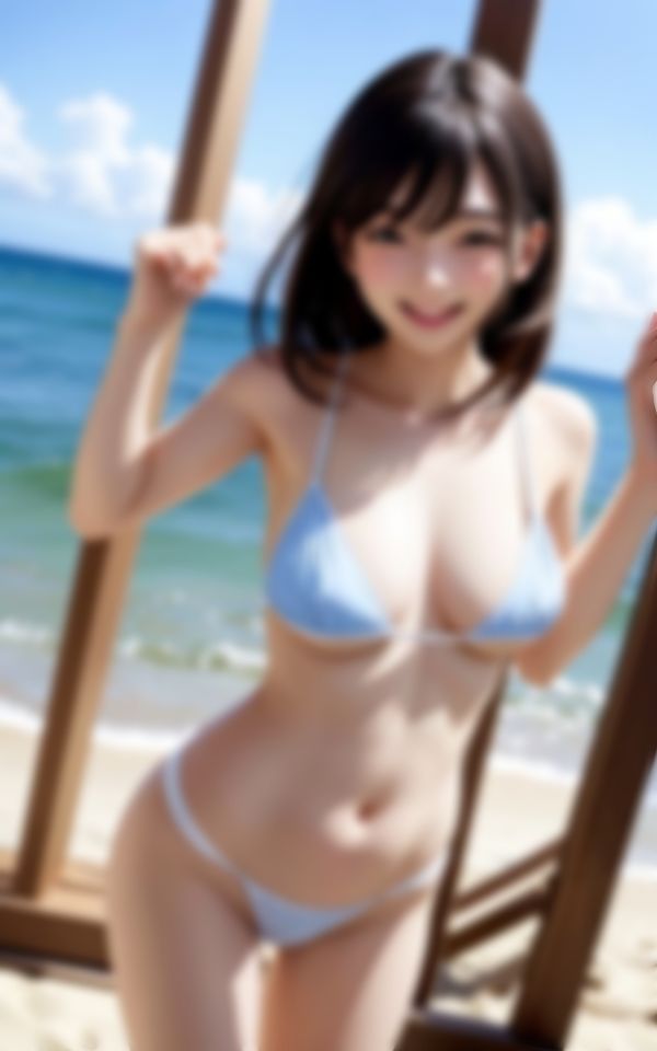 サンプル画像5:笑顔がカワイイ水着美女の彼女とラブラブ画像集88枚(美女AI製作LaBO) [d_437583]