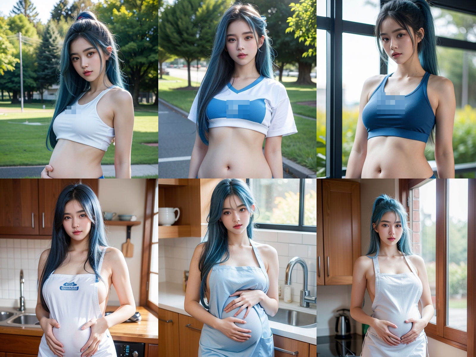 サンプル画像2:18歳でボテ腹ママになった青髪女子校生の学園生活(Jkと散歩) [d_437670]