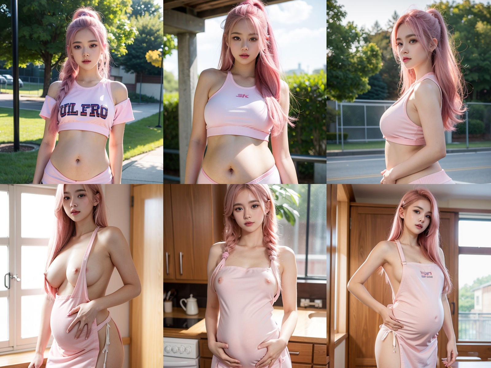 サンプル画像2:18歳でボテ腹ママになったピンク髪女子校生の学園生活(Jkと散歩) [d_437671]