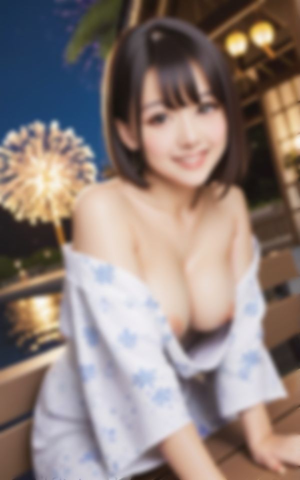 サンプル画像4:花火大会で淫らでセクシーな身体を魅せつけるエチエチ若妻(AI萌え萌えサークル) [d_438362]