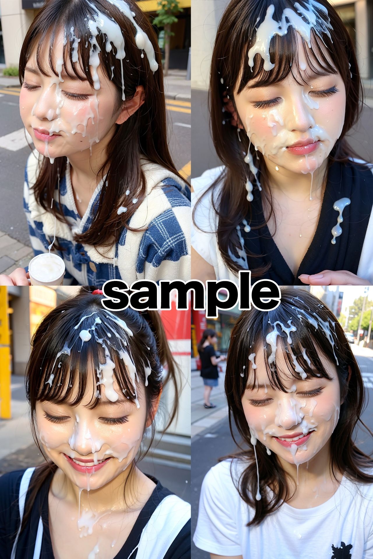 サンプル画像4:ぶっかけストリートスナップ 街行く素人美女にザーメン大量にぶっかけて精子まみれのまま散歩してもらいました(BiND！ – Bukkake is Not Dead！) [d_438501]