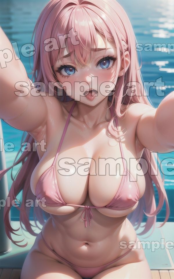 サンプル画像4:海プール！アヘ顔のかわいいギャルとプールで抱きつく・・・Gカップ巨乳とプールでいちゃいちゃ(人生にSEX捧げてます編集部) [d_438504]