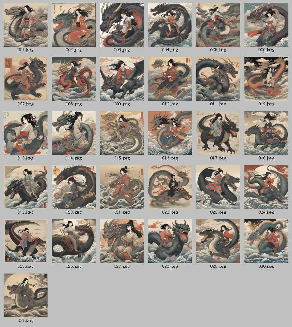 サンプル画像6:AI生成浮世絵 天女とドラゴン Vol.1(美伝プロジェクト) [d_438581]