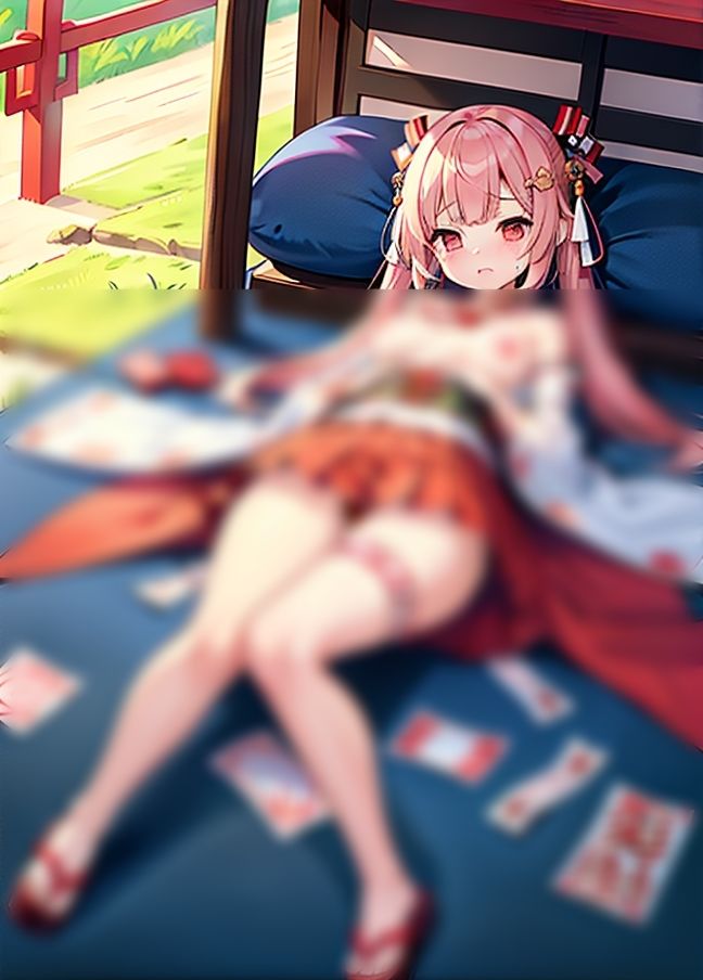 サンプル画像2:神の前で堂々露出！おまん●巫女「えっちなことを神の前でも恥じないで！おちん●出して」(AIサークル) [d_438844]