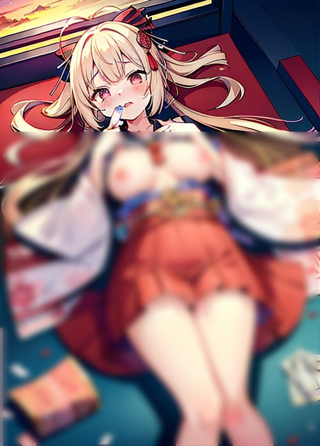 サンプル画像6:神の前で堂々露出！おまん●巫女「えっちなことを神の前でも恥じないで！おちん●出して」(AIサークル) [d_438844]