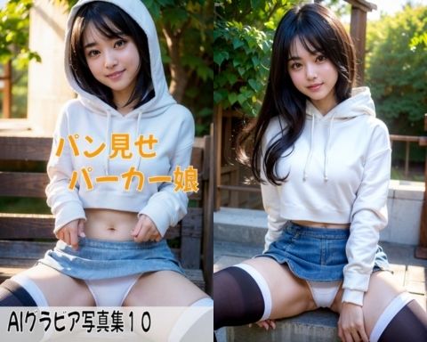 サンプル画像1:AIグラビア写真集10〜パン見せパーカー娘〜(ねも) [d_438920]