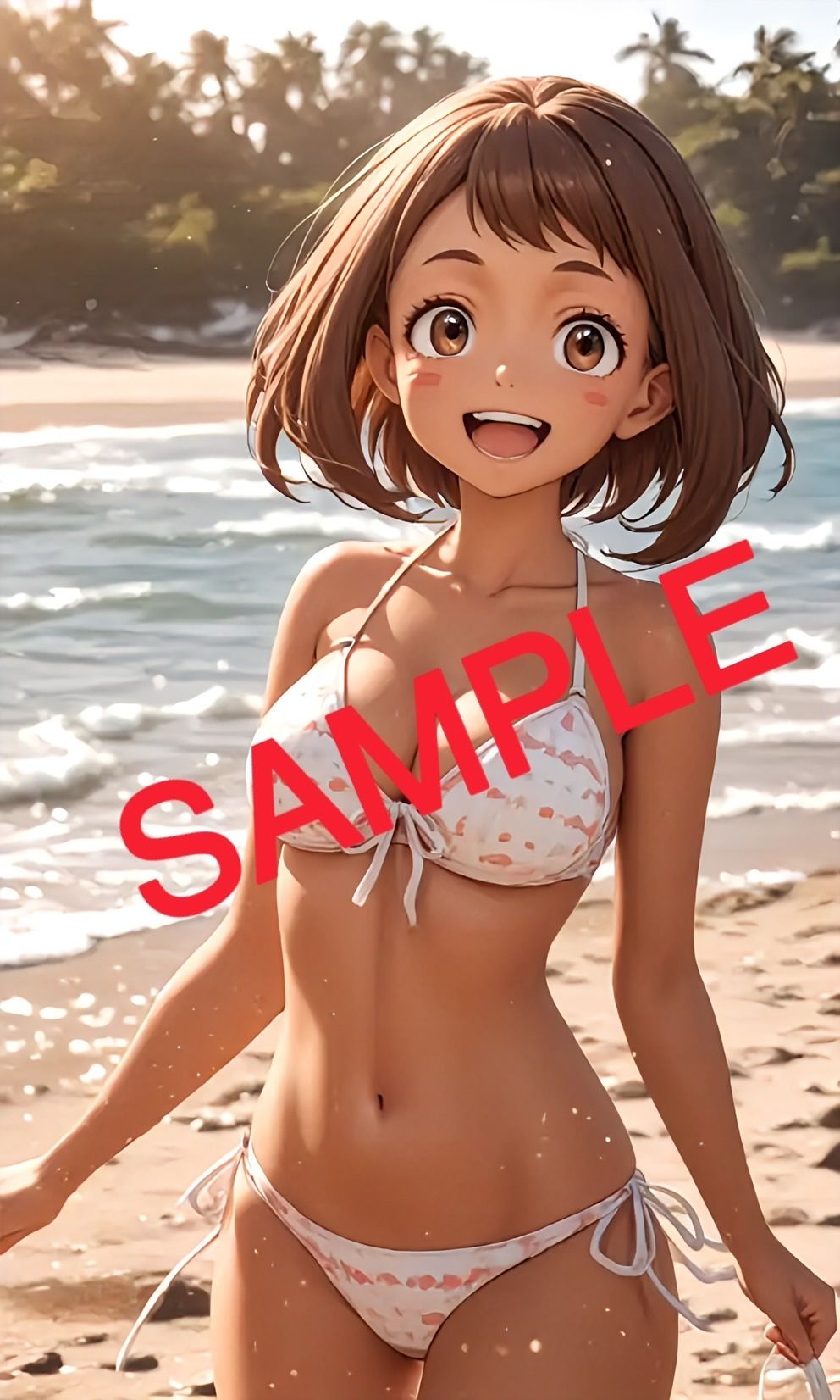 サンプル画像4:［麗◯お茶子］開放的ビーチセックス（黒ギャルX白ギャル）(あいあんぱん) [d_438934]