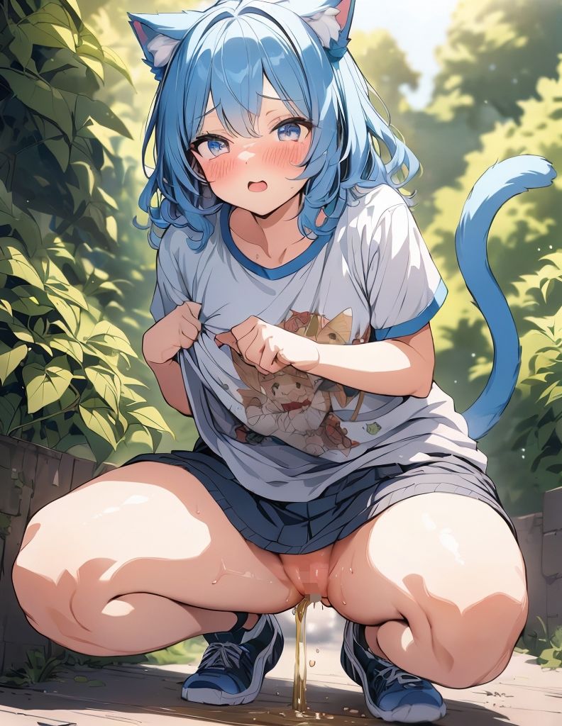 猫耳娘の野外放尿シーンを観察のサンプル画像 6