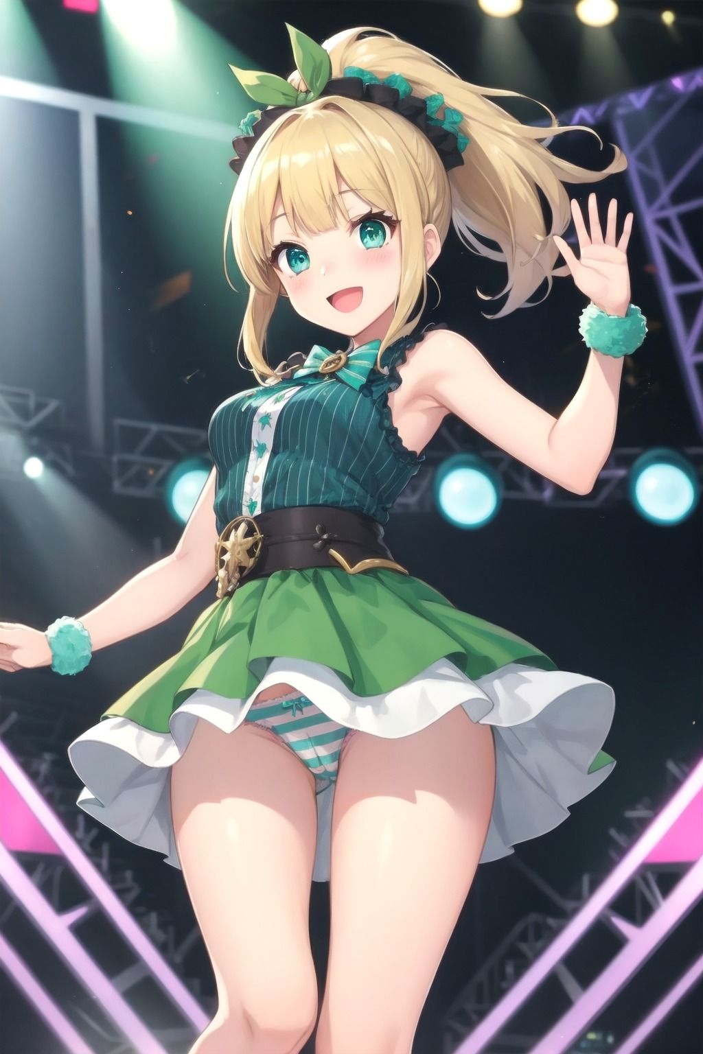 サンプル画像5:パンチラアイドル！緑衣装編(ぱんつ工房) [d_439390]