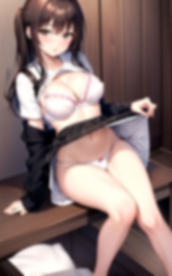 サンプル画像3:エッチな表情で教師を誘惑する色白淫らな巨乳美女(妄想AI美女) [d_439614]