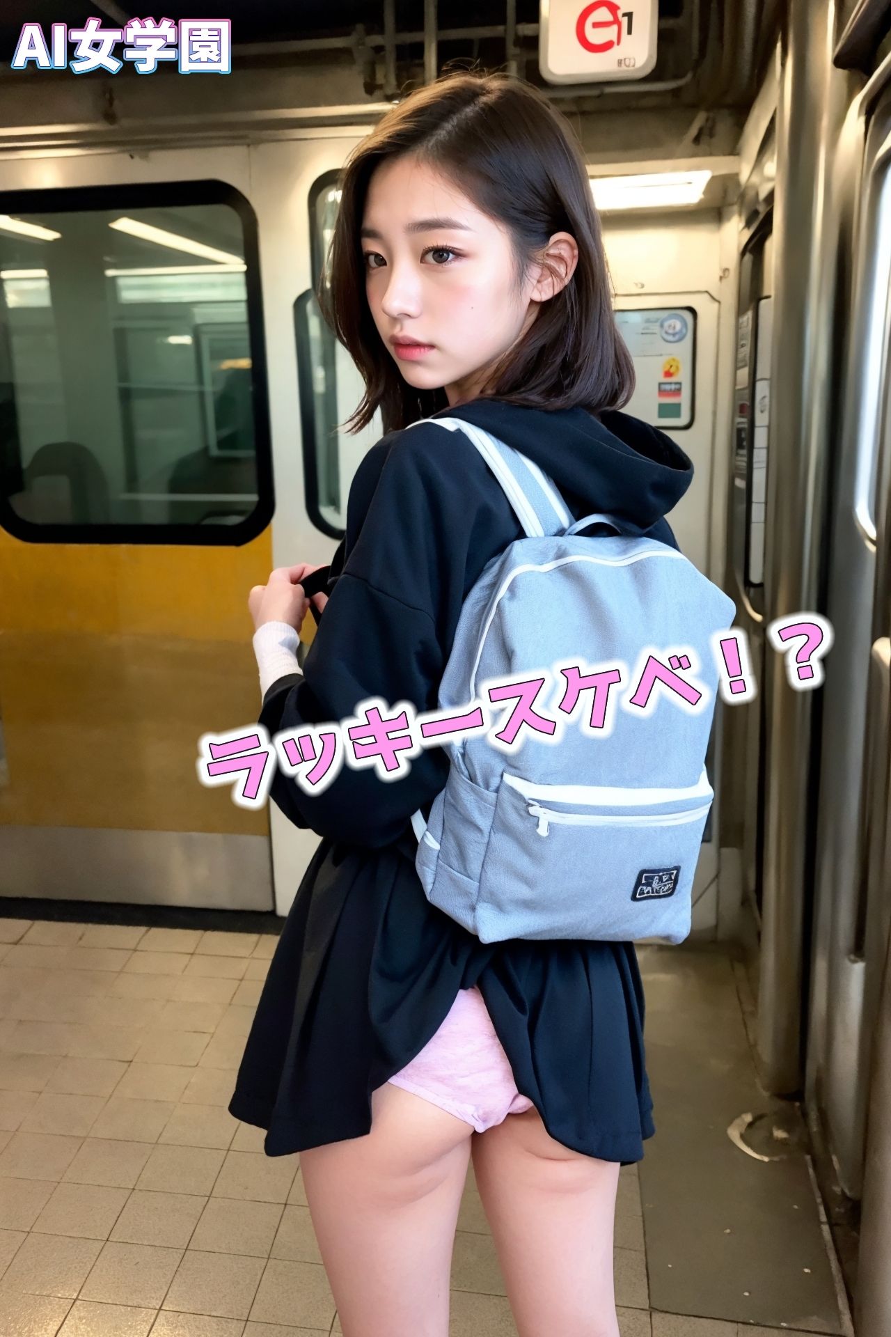 サンプル画像4:女子校生のパンチラ盗撮＆大量ぶっかけ(AI女学園) [d_439689]