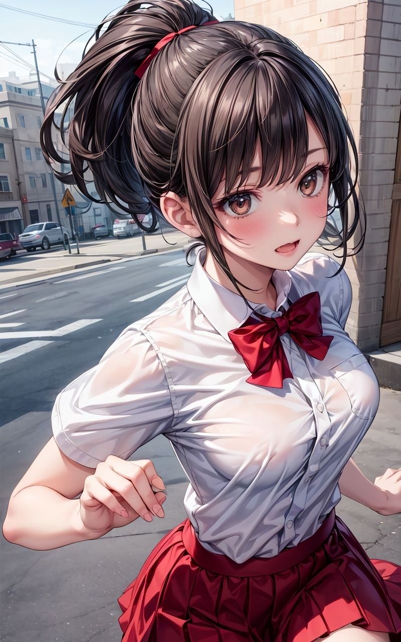 サンプル画像1:グラビア＆裏画像 JKアイドル 南野なな 赤制服バージョン(AIらぼんぬ) [d_439833]