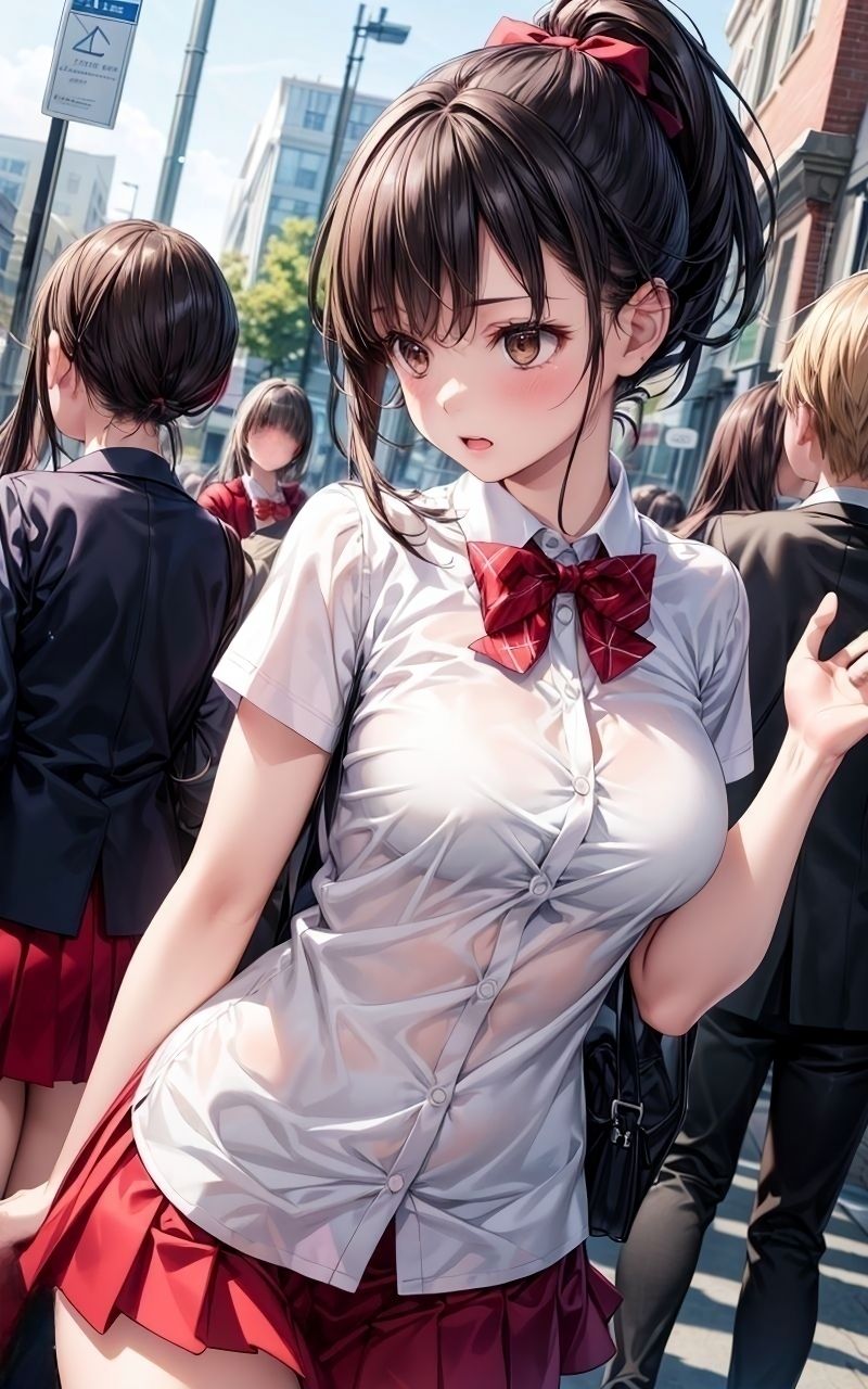 サンプル画像2:グラビア＆裏画像 JKアイドル 南野なな 赤制服バージョン(AIらぼんぬ) [d_439833]