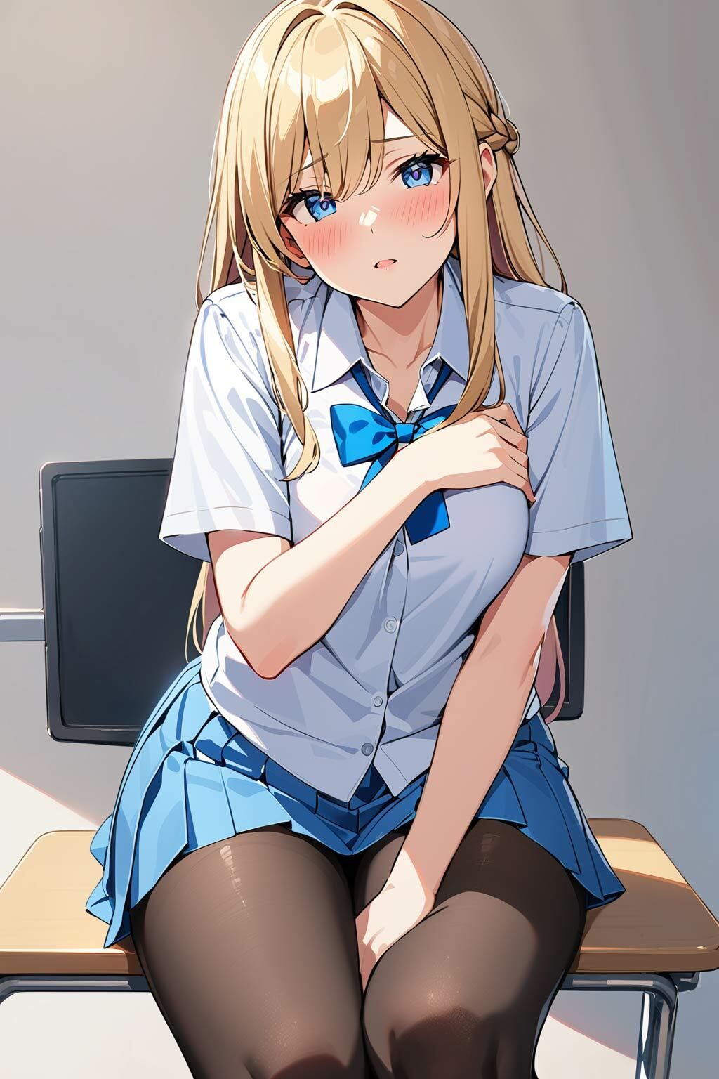 サンプル画像2:金髪清楚女子と教室でエッチ(ペペチー愛好家) [d_439932]