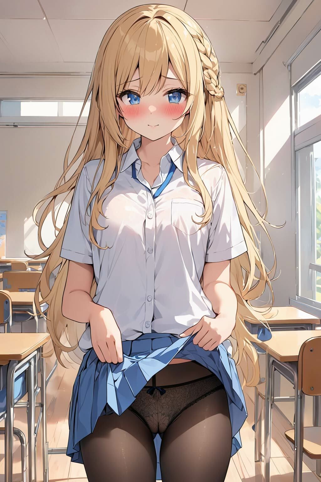 サンプル画像3:金髪清楚女子と教室でエッチ(ペペチー愛好家) [d_439932]