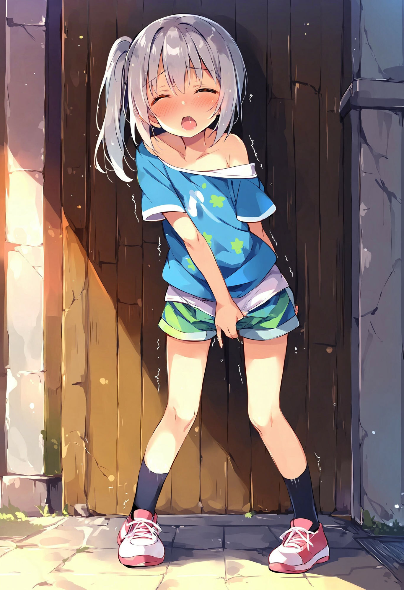 サンプル画像1:家に帰るまでオナニーを我慢できず、路地裏でこっそりしちゃう貧乳ショートパンツ少女(でのいず) [d_439950]