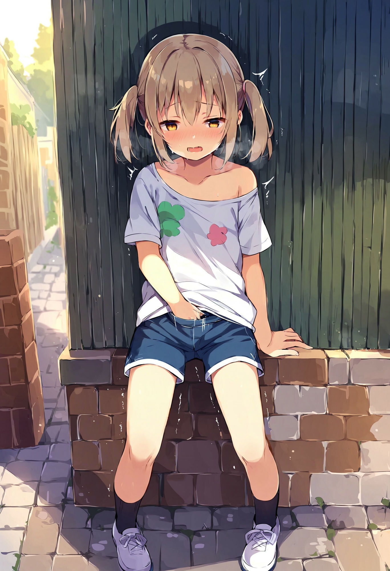 サンプル画像3:家に帰るまでオナニーを我慢できず、路地裏でこっそりしちゃう貧乳ショートパンツ少女(でのいず) [d_439950]