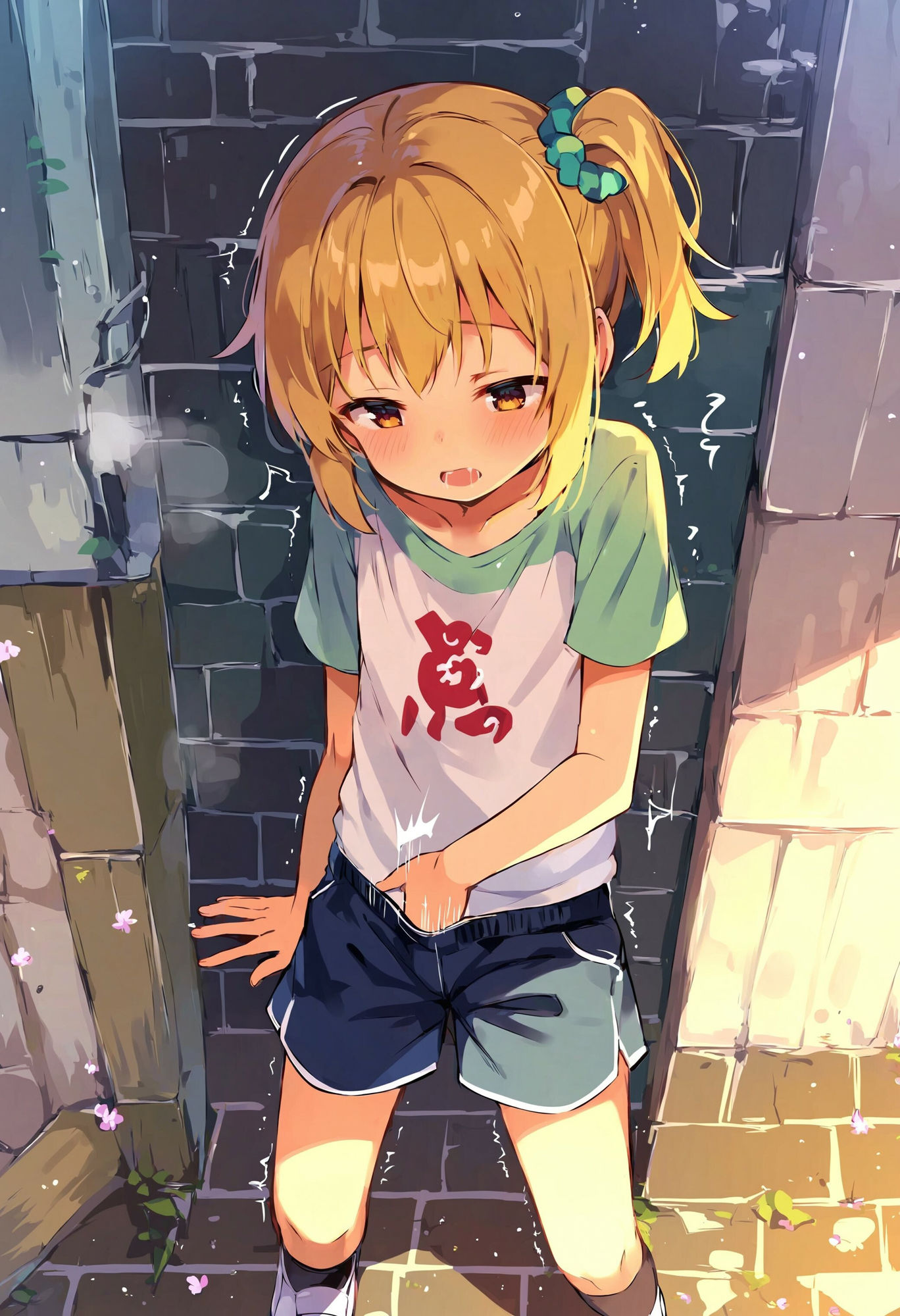 サンプル画像5:家に帰るまでオナニーを我慢できず、路地裏でこっそりしちゃう貧乳ショートパンツ少女(でのいず) [d_439950]