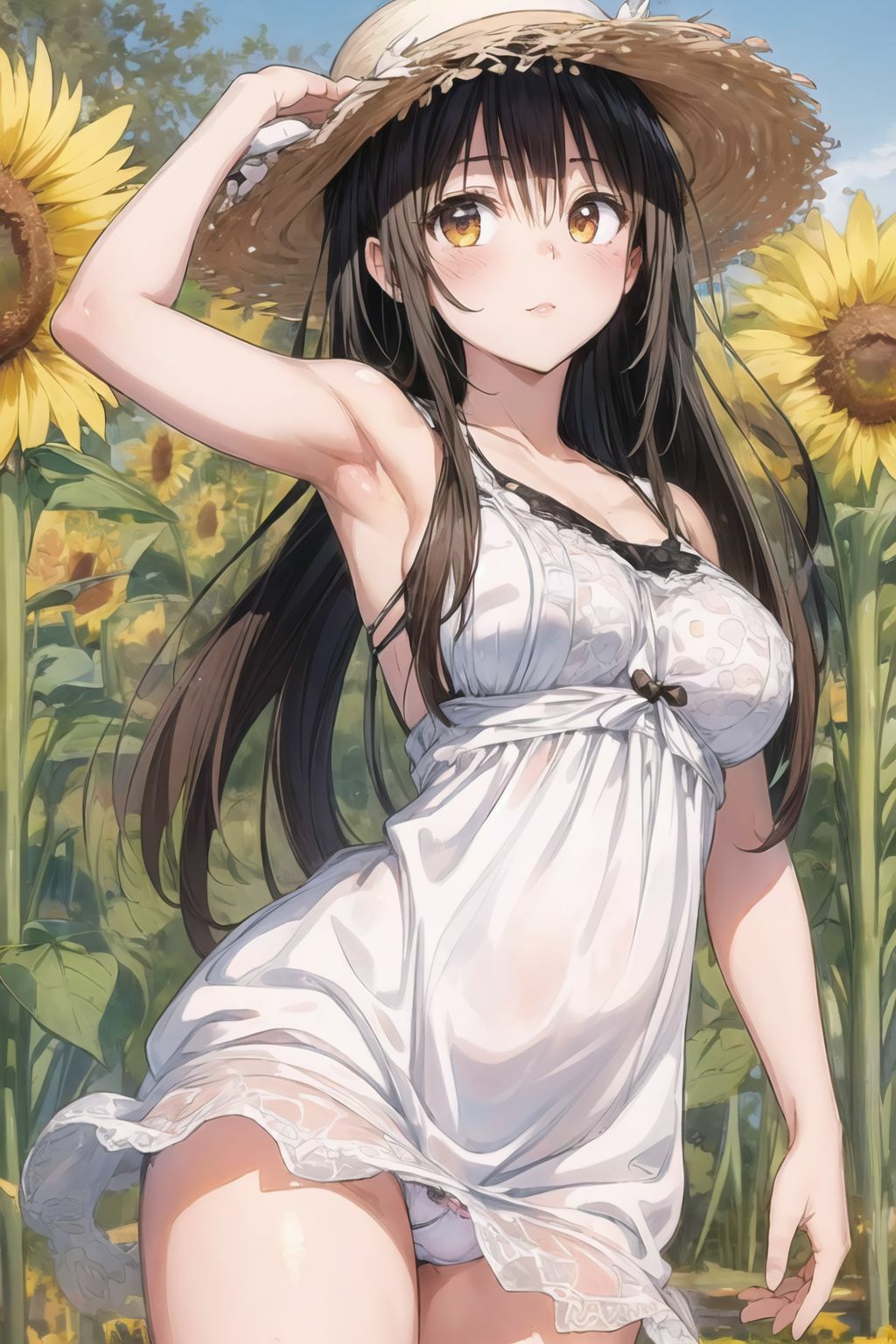 サンプル画像4:古●川さんとひまわり畑で散歩(おもち屋) [d_440014]