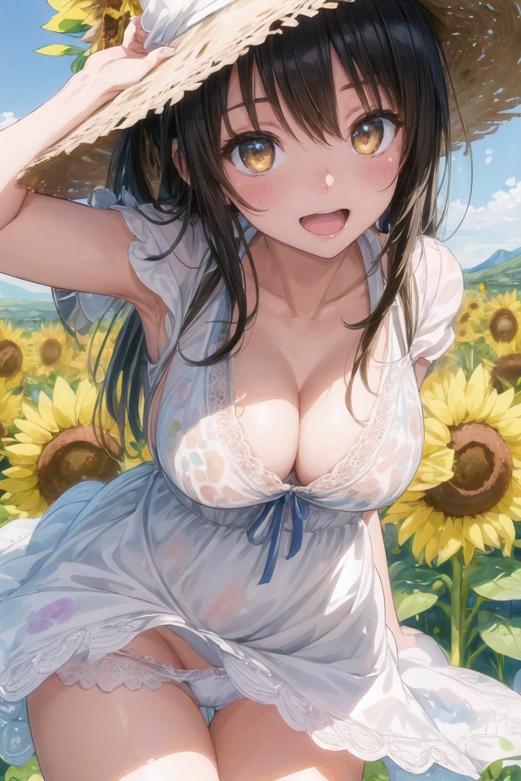 サンプル画像6:古●川さんとひまわり畑で散歩(おもち屋) [d_440014]