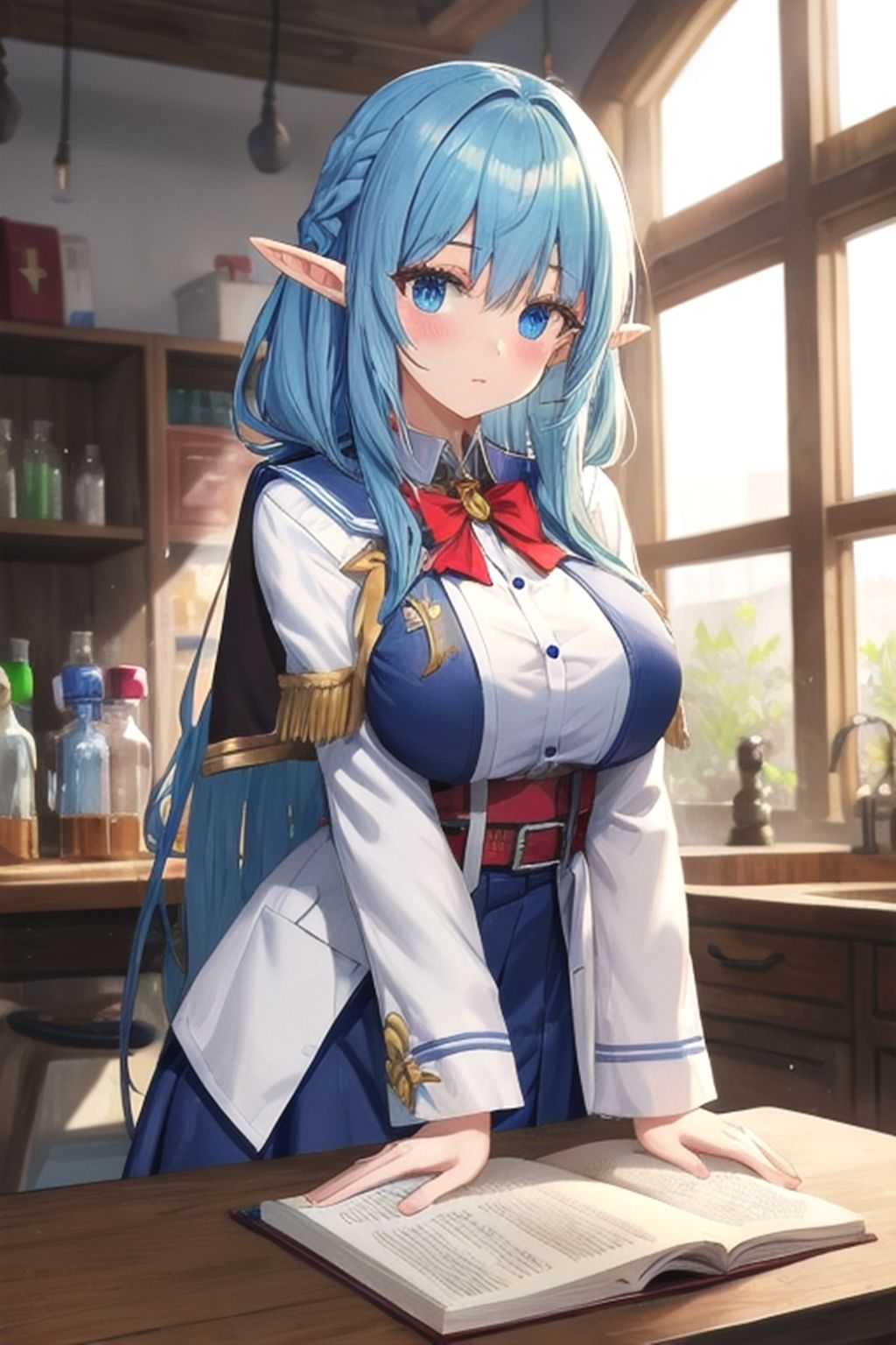 サンプル画像2:異世界、引きこもり研究三昧な爆乳エルフの沐浴（盗撮）(くまとねこ屋) [d_440332]