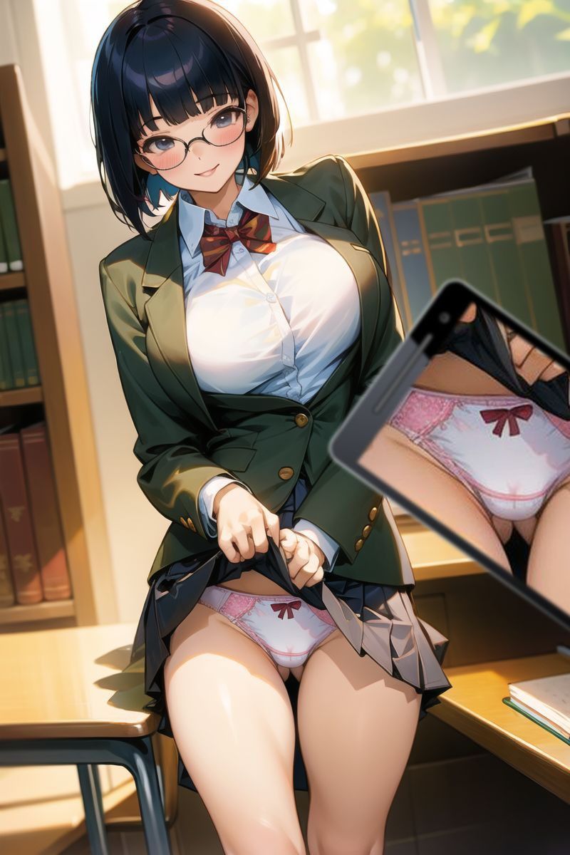 サンプル画像1:図書委員で文学少女の寺西さんに駄目元でパンツ見せてと頼んだら意外にもOKだった件。(ピンク寺) [d_440940]