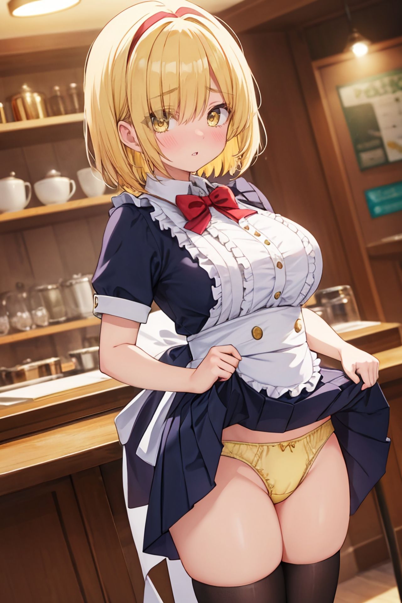 おパンツ拝見イラスト集 〜ウェイトレスさんに『日替わりランチPセット（パンチラセット）』を注文！編〜のサンプル画像 6