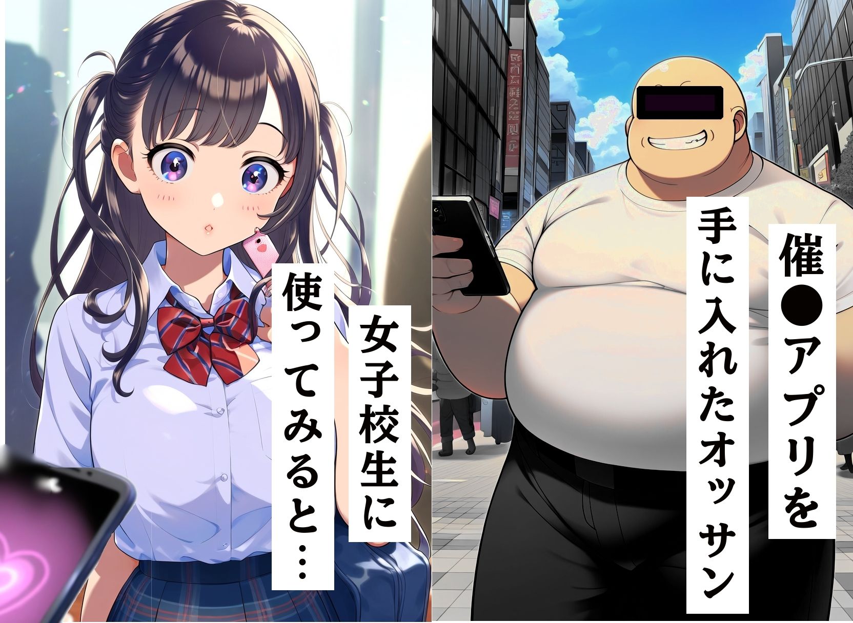 サンプル画像1:催●アプリでキモデブおっさんがJKをNTRしてセックスし放題(シコリの森) [d_441674]