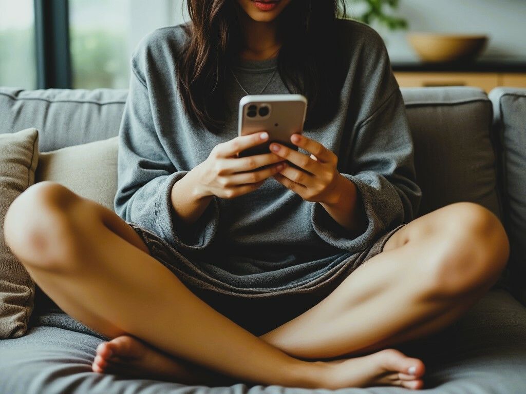 サンプル画像1:スマホに夢中な女（修正版）(もう限界) [d_441853]