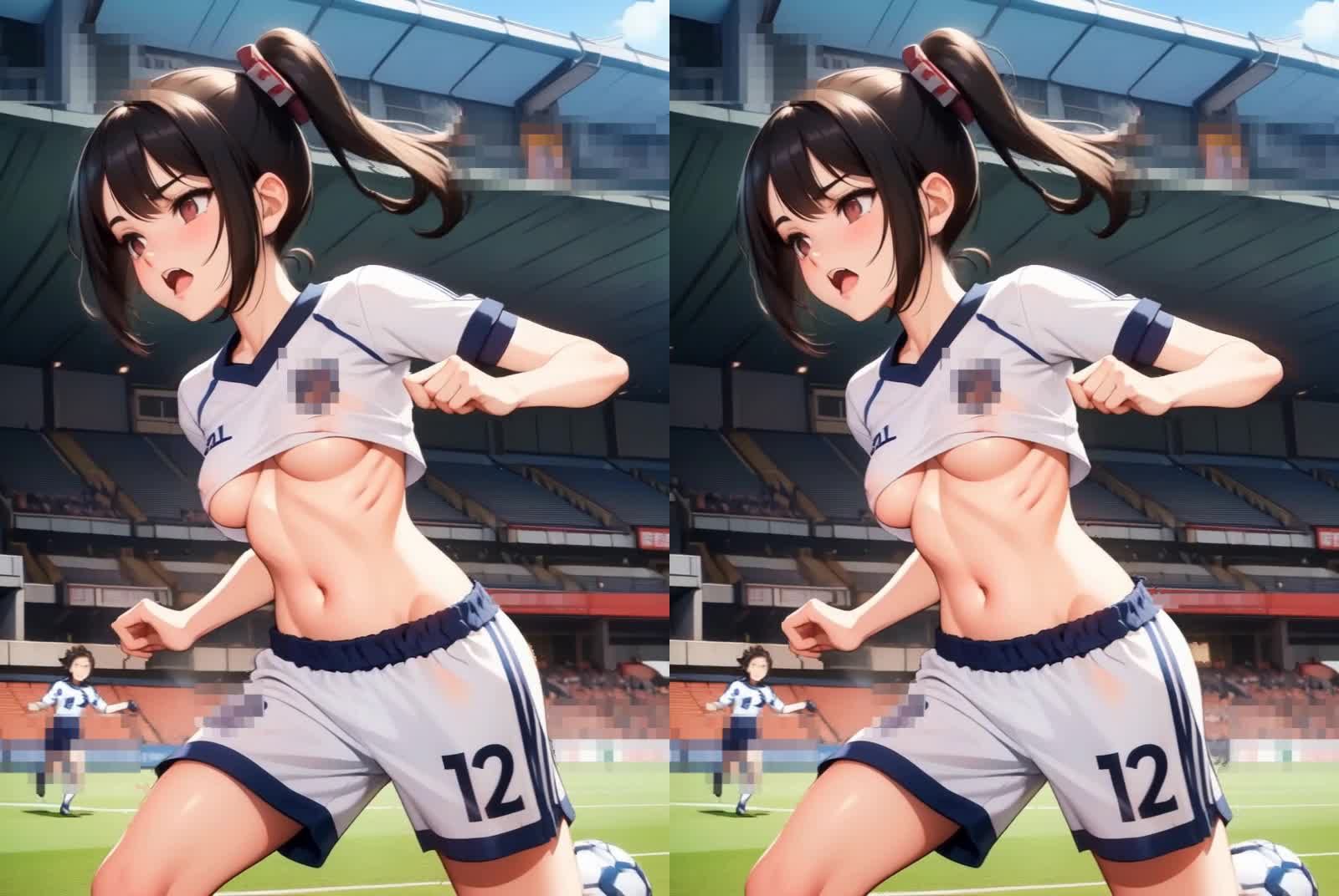 サンプル画像5:【自然な視力回復法！ 】3D x VR AI着エロアニメ動画 〜フィールドで輝く女子選手が、恥じらいを見せる瞬間〜(シルク・ドゥ・チーズ) [d_441873]