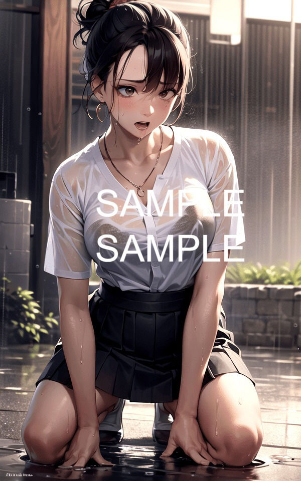 サンプル画像2:【300枚以上】雨に濡れた美女イラスト集(ラテ) [d_442047]