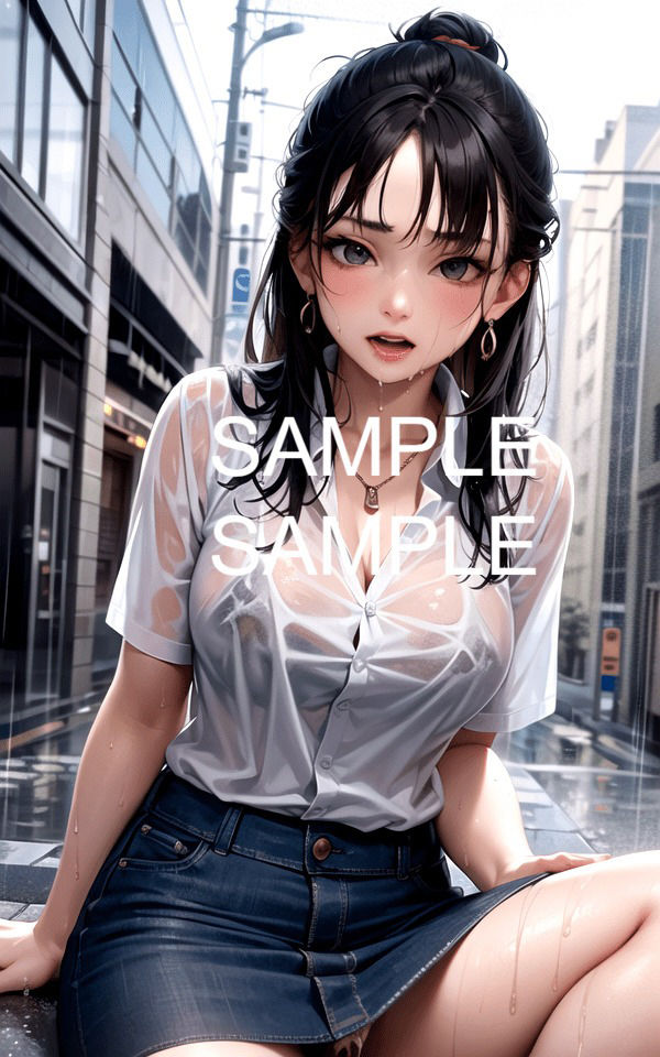 サンプル画像3:【300枚以上】雨に濡れた美女イラスト集(ラテ) [d_442047]