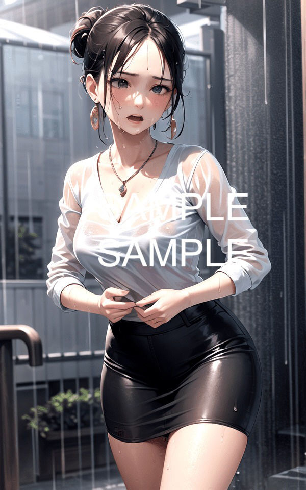 サンプル画像5:【300枚以上】雨に濡れた美女イラスト集(ラテ) [d_442047]