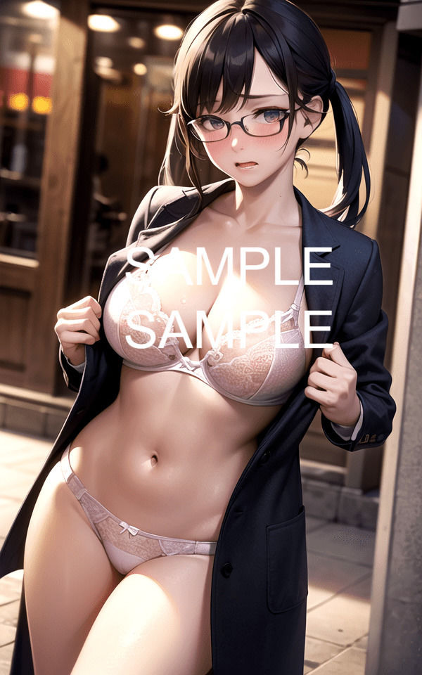 サンプル画像6:【300枚以上】露出するメガネ美女イラスト集(ラテ) [d_443297]