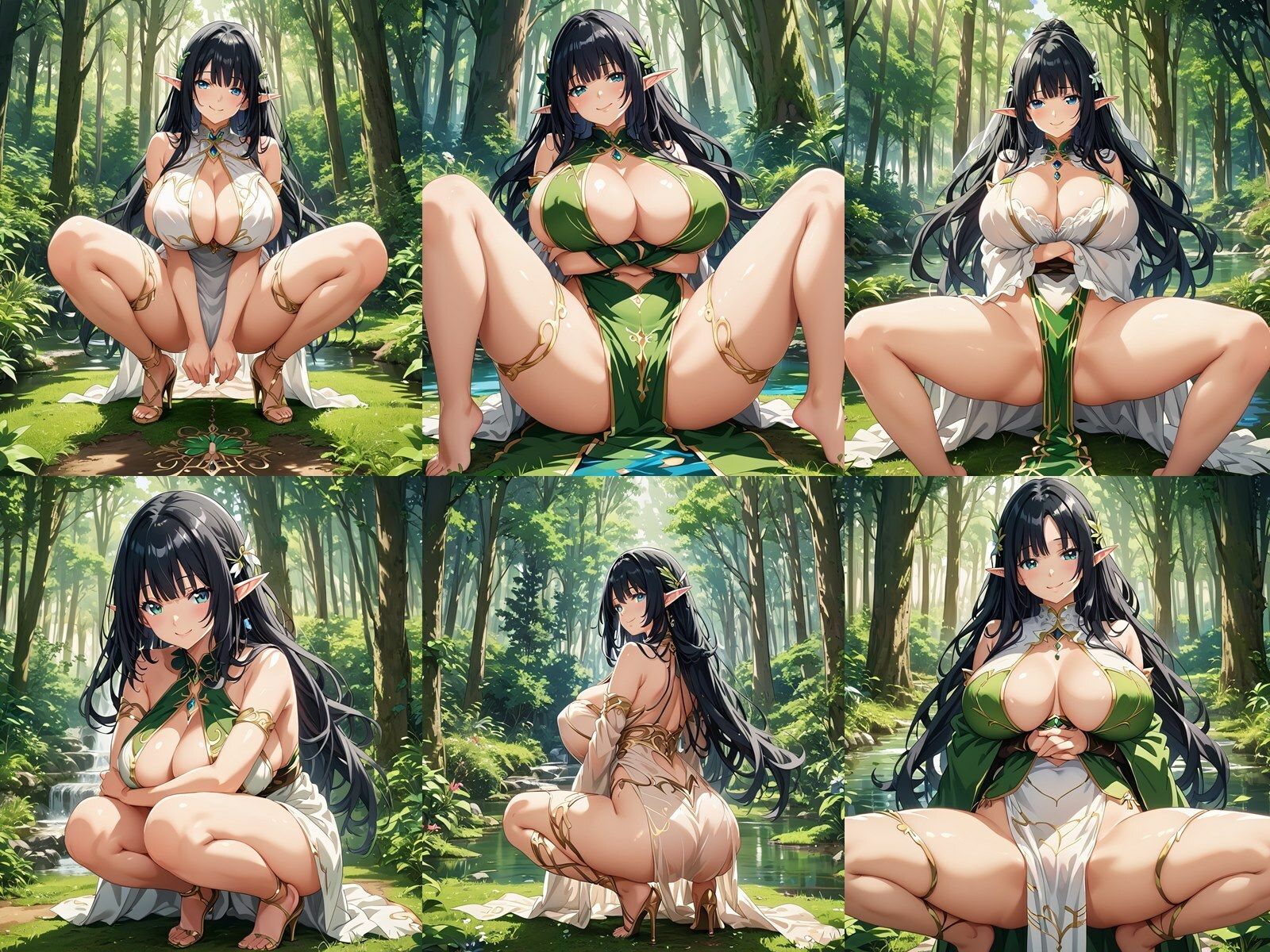 サンプル画像1:ドスケベな爆乳黒髪エルフがM字開脚で誘惑してくる件(巨乳おっぱい大好き星人) [d_443334]